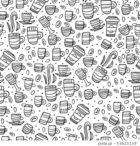 Cup of coffee doodle.Coffee time. Used for kitchen, cafe stuff, wallpaper,  pattern fills, web page background, surface textures. Vector illustration  Stock Vector Image & Art - Alamy