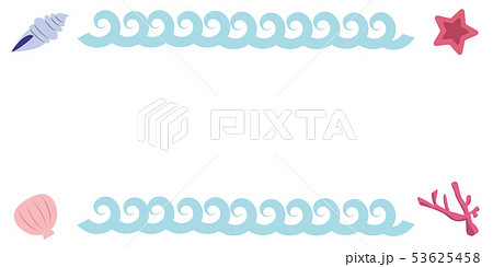 イラスト素材 マリン風フレーム 横長 のイラスト素材