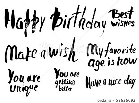 Happy Birthday lettering set. Vector grunge text. 53626692