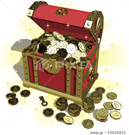 ベクター　イラスト　デザイン　レイアウト　ai　eps　宝箱　ポイント　金　キャンペーン　輝きあり 53626833