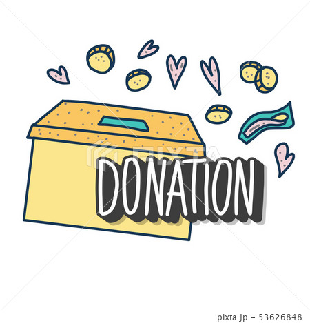 Vector donation box with lettering and decor.  53626848