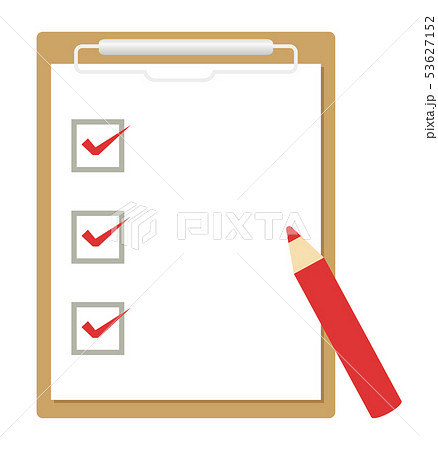 バインダーと赤鉛筆(チェックマーク) 53627152