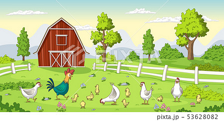 Chickens on a Farm 53628082