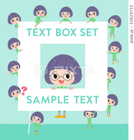 Green clothing Glasses girl_text box 53629755