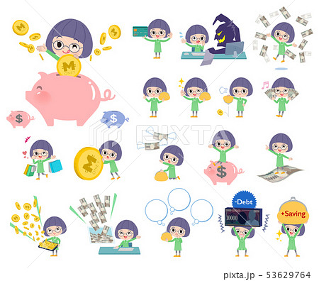 Green clothing Glasses girl_money 53629764