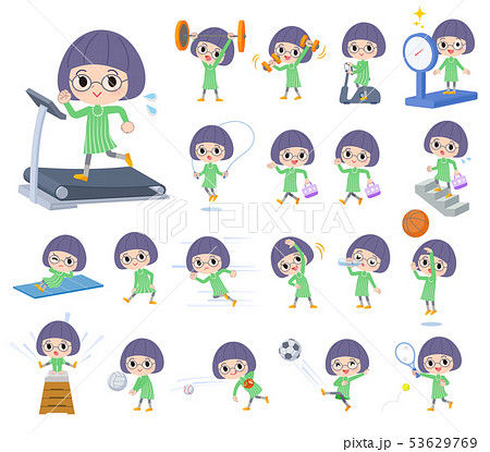 Green clothing Glasses girl_exercise 53629769