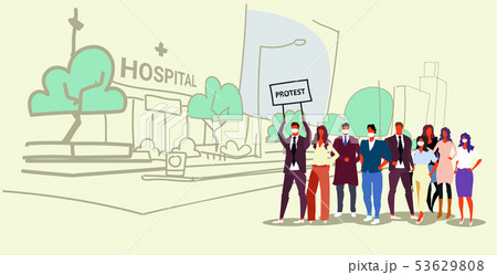 businesspeople group holding protest placard signboard people crowd standing together demonstration businesspeople group holding protest placard signboard people crowd standing together demonstration 53629808