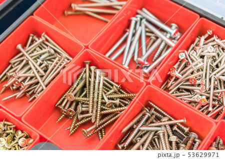 Different Nuts Screws bolts and other Parts sorted 53629971