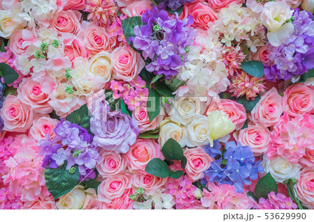 Roses and flower artificial texture background Roses and flower artificial texture background 53629990