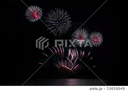 Colorful fireworks of various colors at night  53630049