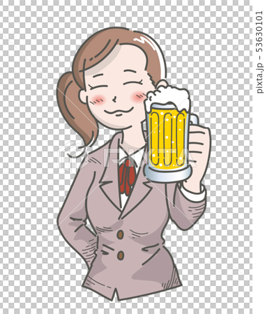 ビールでほろ酔いするOL 53630101