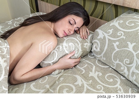 sleeping girl　 Pussy naked　 Beautiful woman sleeping on her belly - Stock Photo [53630939] - PIXTA