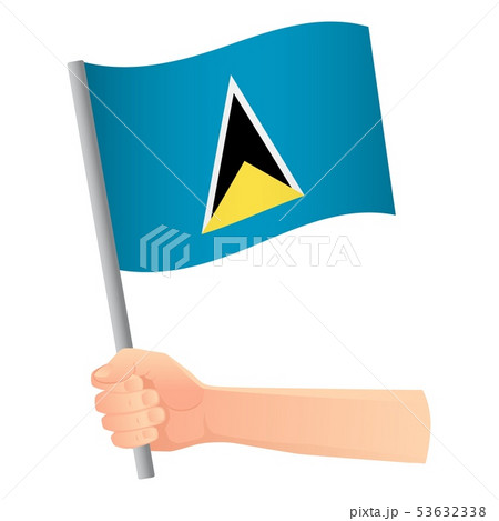 Saint Lucia flag in hand 53632338
