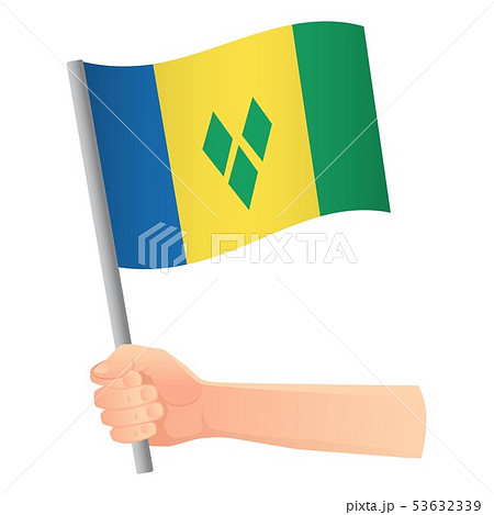 Saint Vincent and the Grenadines flag in hand Saint Vincent and the Grenadines flag in hand 53632339