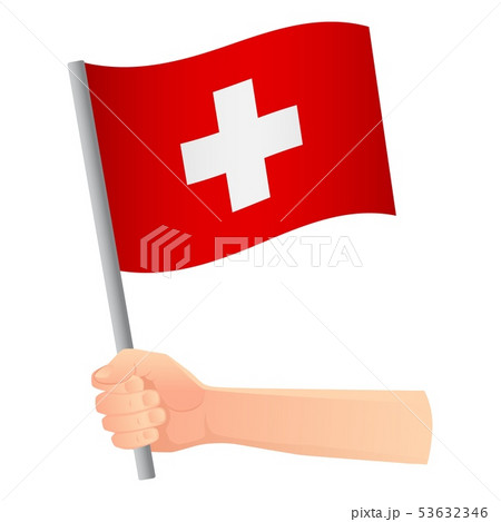 Switzerland flag in hand 53632346