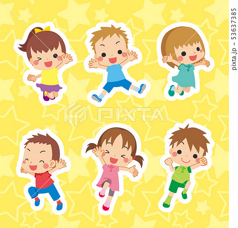 元気に飛び出すキッズセットのイラスト素材