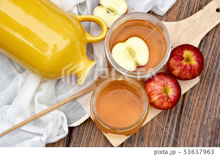 Kombucha tea, Scoby and fermented apple. 53637963