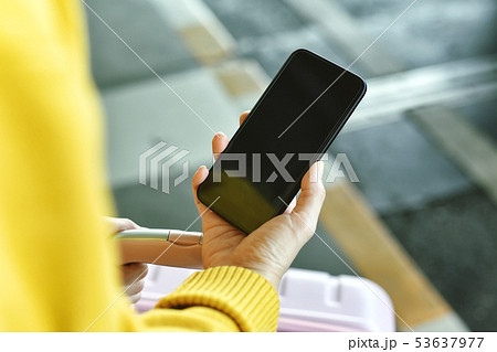 Traveller using smartphone application for booking Traveller using smartphone application for booking 53637977