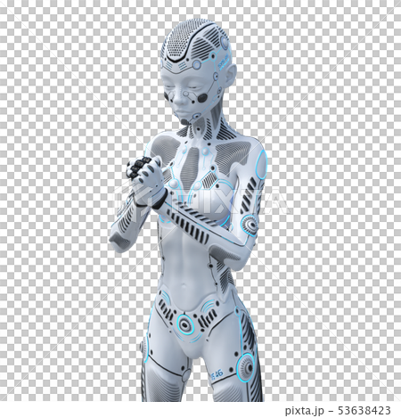 アンドロイド　人型ロボット　女性　perming3DCGイラスト素材 53638423