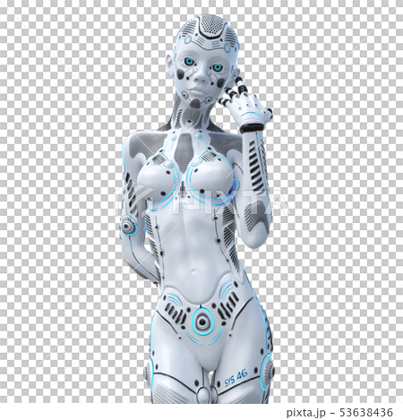 アンドロイド　人型ロボット　女性　perming3DCGイラスト素材 53638436