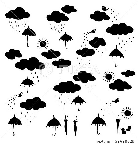 可愛い雲と傘イラスト のイラスト素材