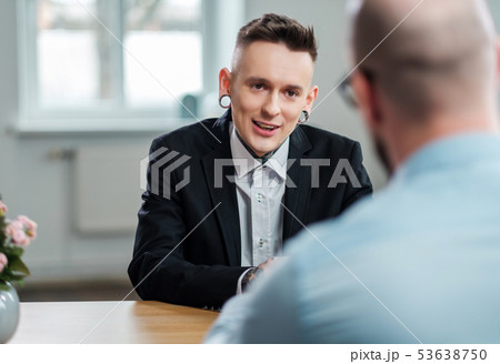 Alternative man attending job interview 53638750