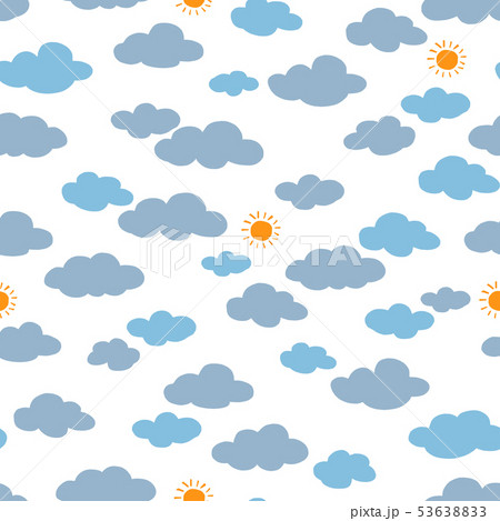 可愛い雲と傘パターンイラスト のイラスト素材 5363