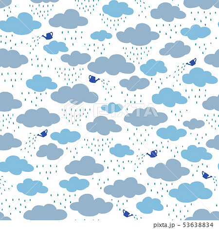 可愛い雲と傘パターンイラスト のイラスト素材 53638834 Pixta