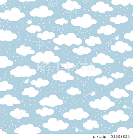 可愛い雲と傘パターンイラスト のイラスト素材 5363
