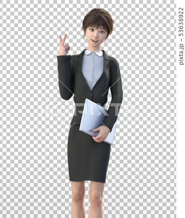 ビジネススーツを着た若い女性　perming3DCGイラスト素材 53638922