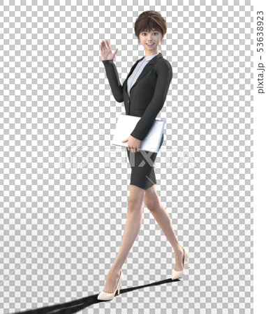 穿著西裝perming3DCG例證材料的少婦 53638923