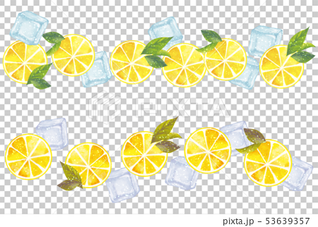 レモン 氷 ラインのイラスト素材