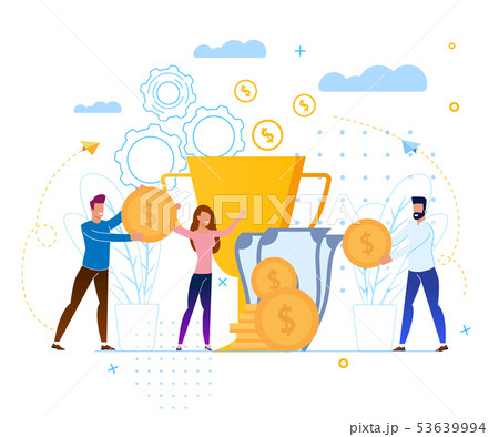 Vector Illustration Joy Profit Cartoon, Flat. Vector Illustration Joy Profit Cartoon, Flat. 53639994