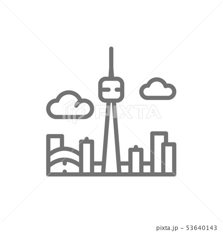 Toronto Canada city silhouette line icon. Toronto Canada city silhouette line icon. 53640143