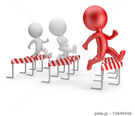3d small people - running with obstacles 3d small people - running with obstacles 53640436