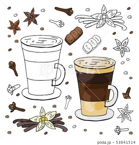 Black And White And Color Vanilla Cappuccino Andのイラスト素材