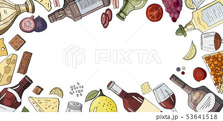 Horizontal alcohol baner with different drinks and 53641518