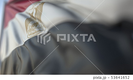 Waving flag of Egypt, shallow focus close-up. Realistic 3D rendering 53641652