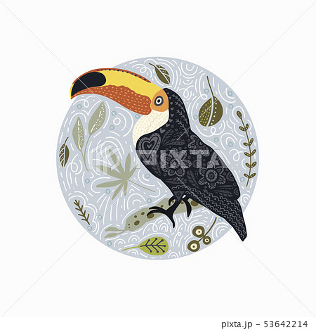 Bright bird Toucan. Vector. 53642214