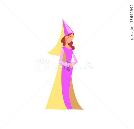 Beautiful Princess Medieval Character in Pink Ddress and Pointed Hat Vector Illustration Beautiful Princess Medieval Character in Pink Ddress and Pointed Hat Vector Illustration 53642949