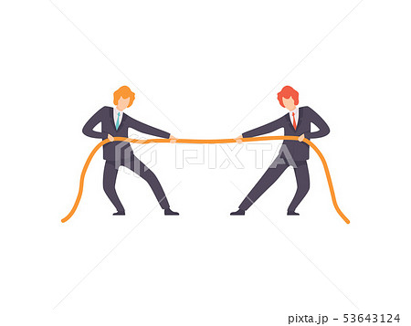 Two Businessmen Pulling Opposite Ends of Rope, Business Competition, Rivalry Between Colleagues 53643124