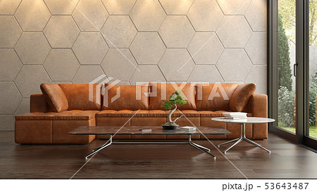 Interior of modern living room with sofa 3D rendering 53643487