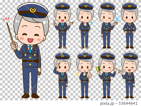 警察官 シニア イラストセットのイラスト素材