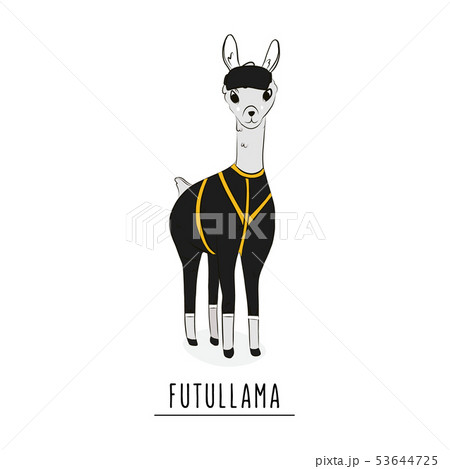 Future Llama Fashion Cartoon Character Vectorのイラスト素材