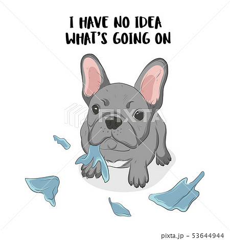 Funny Dog Destroyed Something Vector Illustration のイラスト素材