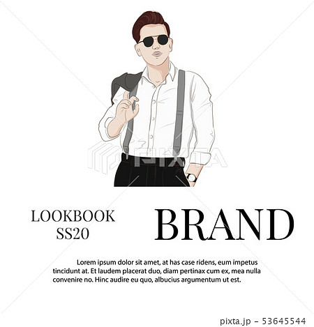 Handsome Vector Hand Drawn Guy In Stylish Elegant のイラスト素材