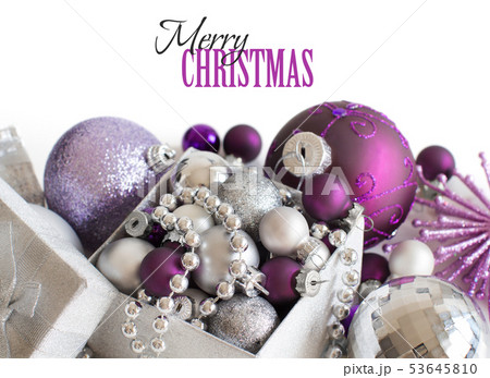 Silver and purple Christmas ornaments Silver and purple Christmas ornaments 53645810