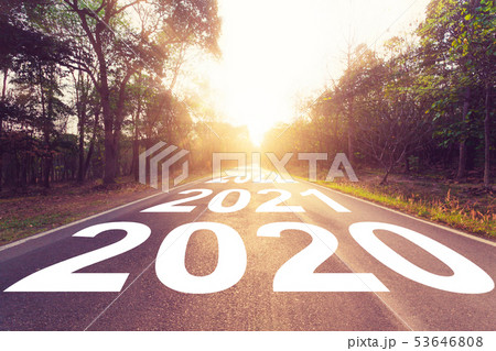 Empty asphalt road and New year 2020 concept. 53646808