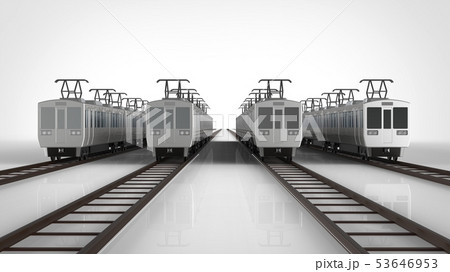 電車と線路 複数 正面のイラスト素材