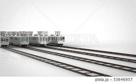 電車と線路 複数 左のイラスト素材